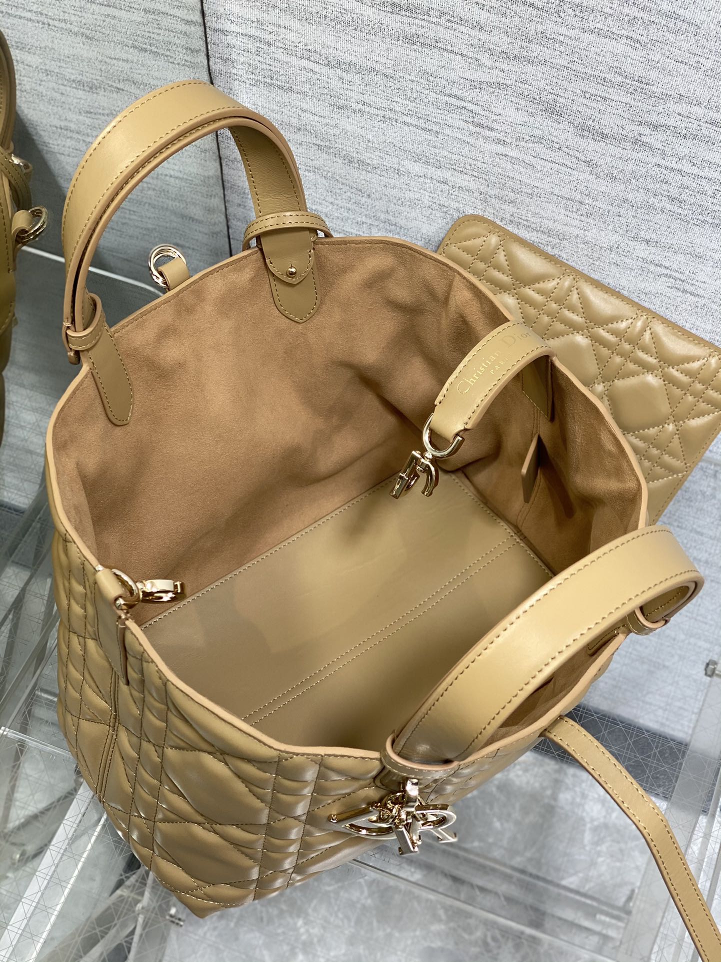 Medium Dior Toujours Bag Apricot Macrocannage Calfskin